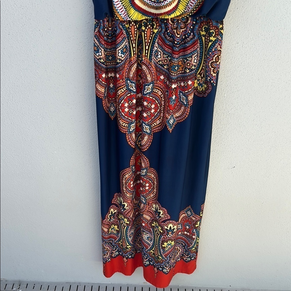 Bailey Blue Navy, Orange, and Yellow Maxi Sundress Size M - Picture 3 of 7